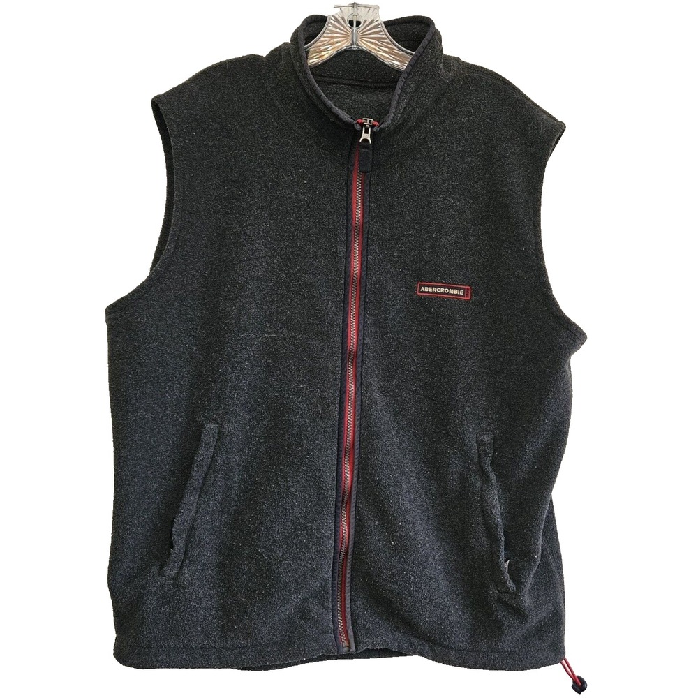 Abercrombie Gray Fleece Vest Large Gorpcore Outdoor Layering Cabincore Hiking